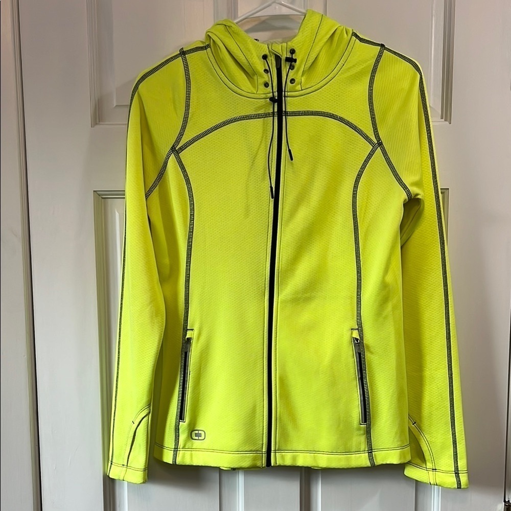Ogio Neon Yellow Lightweight Jacket w/ Hood and Full Zipper - Size Small